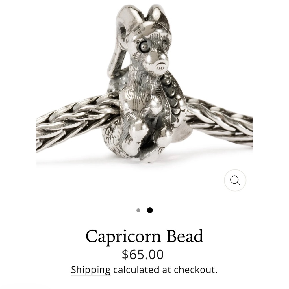 Trollbeads Silver Capricorn Bead Zodiac Bracelet Charm or Pendant Necklace